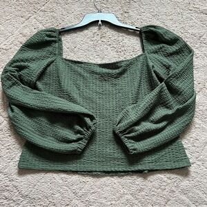 Express One Eleven Square Neck Puff Sleeves Blouse Women's Size L